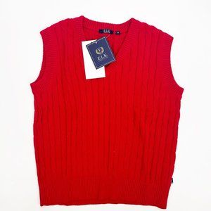 E.L.K Boys Vest Size 10 Red Cable Knit Cotton Vest